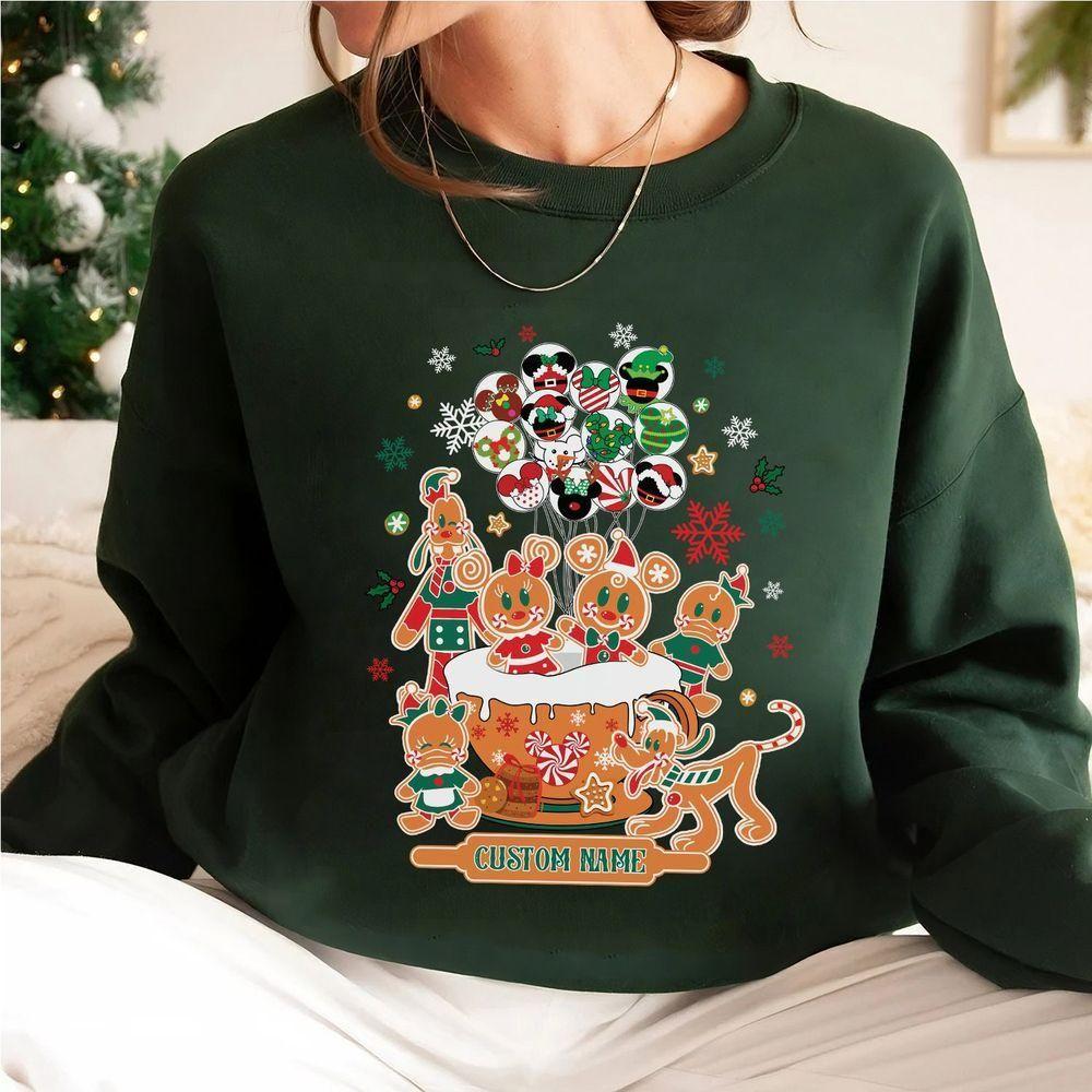 Personalized Mickey And Friends Gingerbread Disney Christmas Vuitino Shirt